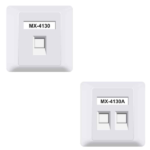 MX RJ 45 Face Plate With Shutter 86 X 86 MM With UTP CAT-6 Keystone Jack 90 Degree MX-4130 MX-4130A