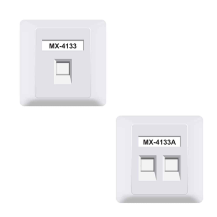 MX Face Plate With Shutter 86 X 86 MM With UTP CAT-6A Inline Coupler MX-4133 MX-4133A