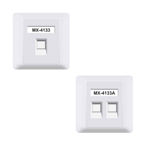 4133-4133A MX Face Plate With Shutter 86 X 86 MM With UTP CAT-6A Inline Coupler MX-4133 MX-4133A - Image 1
