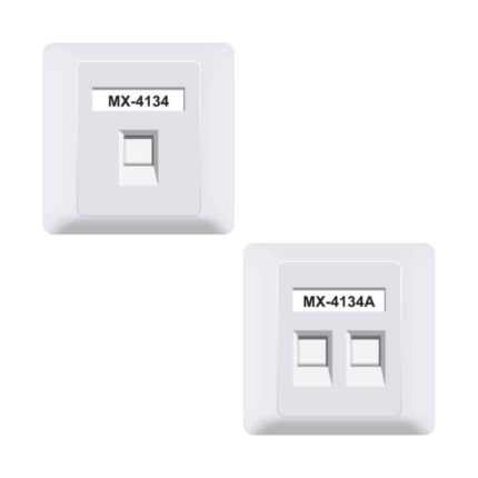 MX Face Plate With Shutter 86 X 86 MM With STP CAT-6A Inline Coupler Shielded MX-4134 MX-4134A