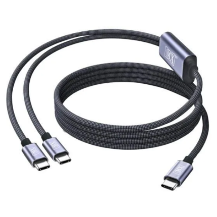 MX 2 in 1 USB C to Dual USB C Charging & Data Cable 1 MTR 100W Max 2 in 1 USB Fast Charging Data Cable MX-4266 Premium Cables