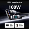 MX 100W USB C to USB C Fast Charging Cable With LED Display 5A Type C to Type C Fast Charging Nylon Braided Cable 480 Mbps Data Transfer Tangle-Free Cable MX-4269 Premium Cables - Image 2