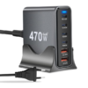 MX 470W USB C Charging Station 6 Port Charging Adapter 140W Multi-Port USB Charging GaN Ⅲ PD PPS Fast Charging Station MX-4271