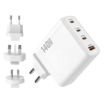 MX 140W GaN USB-C Fast Charger 4 Port PD 3.1 Charging Station With UK/EU/AU Plug Adapters MX-4273