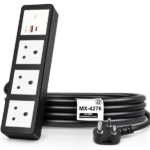 MX Power Strip With Indian Standard 3 Pin Socket 6 Amp & Flush Switch 35W USB A+C Fast Charging ISI Marked Cord MX-4276 Series
