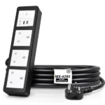 MX Power Strip With Indian Standard 3 Pin Socket 16 Amp & Flush Switch 35W USB C+C Fast Charging ISI Marked Cord MX-4280 Series