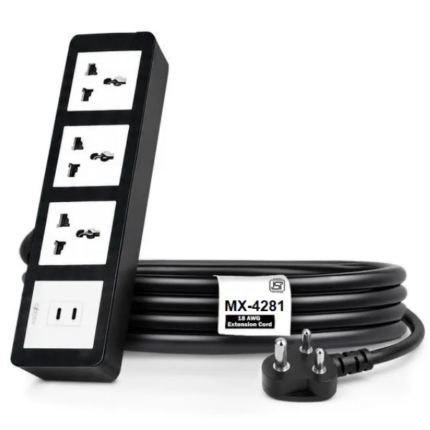 MX Power Strip With Universal 3 Pin Socket 35W USB C+C PD Fast Charging ISI Marked Cord MX-4281 Series
