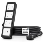 MX Power Strip With Indian Standard 3 Pin Socket 16 Amp 35W USB C+C PD Fast Charging ISI Marked Cord MX-4283 Series
