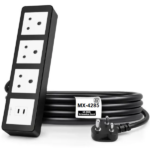 MX Power Strip With Indian Standard 3 Pin Socket 6 Amps 45W USB C+C PD Fast Charging ISI Marked Cord MX-4285 Series