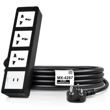 MX Power Strip With Universal 3 Pin Socket 65W USB C+C PD Fast Charging ISI Marked Cord MX-4287 Series