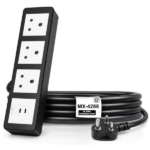 MX Power Strip With Indian Standard 3 Pin Socket 6 Amps 65W USB C+C PD Fast Charging ISI Marked Cord MX-4288 Series