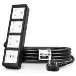 MX Power Strip With Indian Standard 3 Pin Socket 16 Amps 65W USB C+C PD Fast Charging ISI Marked Cord MX-4289 Series