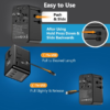 MX GaN 100W Universal Travel Adapter With Retractable 54cm USB-C Cable 3 USB-C Ports & 1 A Port 1 Universal Socket 6-in-1 Fast Charging International Adapter Type A/C/G/I Output 200+ Countries MX-4291 - Image 4