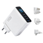 MX 140W USB C Charger 4 Port Multi-Device PD Fast Charging Travel Adapter With Smart Display & Touch Control GaN Power Plug Adapter MX-4294