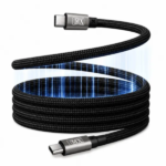 MX 240W Magnetic Type C to Type C Fast Charging Cable 1.2 M Nylon Braided USB C to USB C Cable 480Mbps High Speed Data Sync C to C Cable Space Grey MX-4320