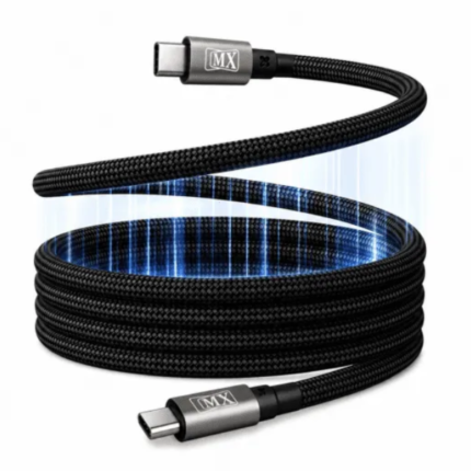 MX 240W Magnetic Type C to Type C Fast Charging Cable 1.2 M Nylon Braided USB C to USB C Cable 480Mbps High Speed Data Sync C to C Cable Space Grey MX-4320