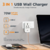 MX 70W GaN Multi Plug Indian Pin Adapter with Universal Socket & Dual USB C PD Fast Charging MX-4332 70W - Image 4