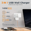 MX 140W GaN Multi Plug Indian Pin Adapter with Universal Socket & Dual USB C PD Fast Charging MX-4333 140W - Image 4